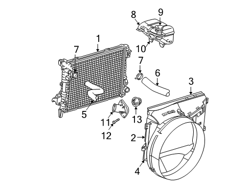 2002 Dodge Ram 1500 Radiator & Components, Cooling Fan Hose-Radiator Outlet Diagram for 55056658AB