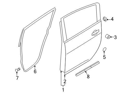 2014 Nissan Leaf Rear Door Weatherstrip-Rear Door, RH Diagram for 82830-3NF0B