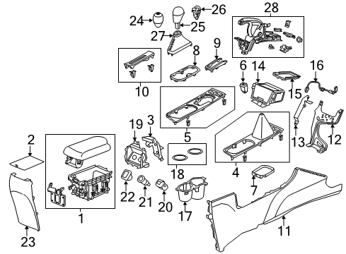 2013 Acura ILX Parking Brake Garnish, Rear Console (Premium Black) Diagram for 83402-TX6-A01ZB