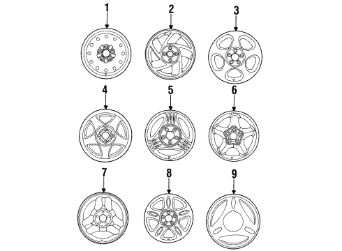 1994 Ford Mustang Wheels Wheel, Alloy Diagram for F6ZZ1007MA