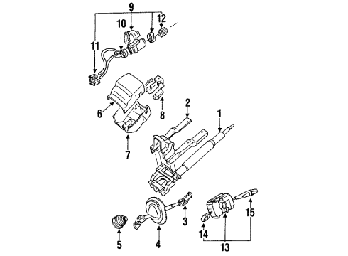 1991 Mitsubishi 3000GT Steering Column & Wheel, Steering Gear & Linkage Switch, Column, Q Eng. Diagram for MB629617