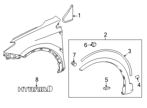 2015 Toyota RAV4 Exterior Trim - Fender Wheel Opening Molding Diagram for 75602-0R030