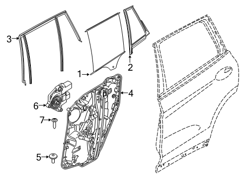 2019 BMW X3 Rear Door Window Guide, Right Rear Door Diagram for 51357393448