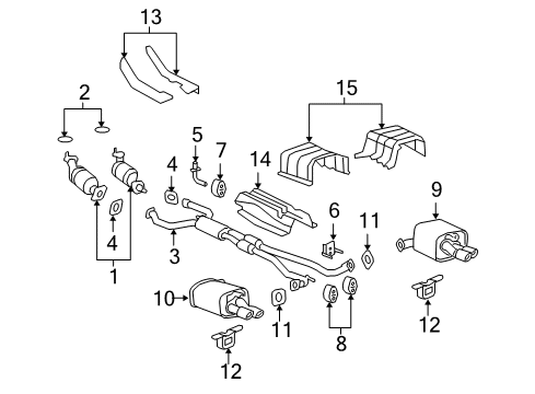 2009 Pontiac G8 Exhaust Components Exhaust Muffler (W/Tail Pipe) Diagram for 92201329