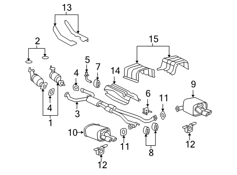 2009 Pontiac G8 Exhaust Components Center Muffler Gasket Diagram for 92066863