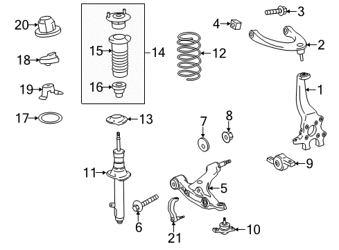 2021 Lexus IS350 Front Suspension Components, Lower Control Arm, Upper Control Arm, Stabilizer Bar ABSORBER Assembly, Shock Diagram for 48510-80B56