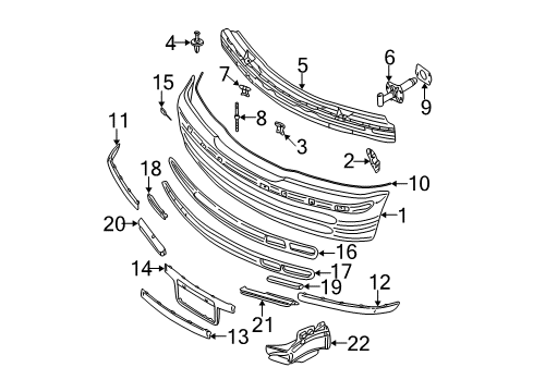 1999 BMW 323i Front Bumper Left Fog Lamp Cover Diagram for 51118195293