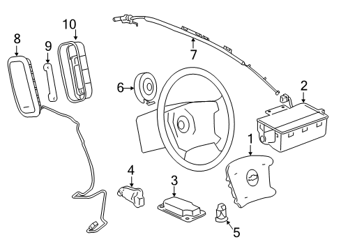 2006 Chevrolet Impala Air Bag Components Coil Kit, Inflator Restraint Steering Wheel Module Diagram for 19133680