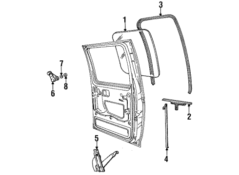 1996 Ford F-250 Rear Door - Glass & Hardware Channel Diagram for F4TZ3526229B