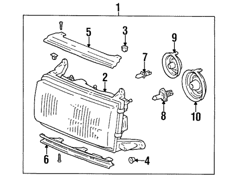 1996 Lexus LX450 Bulbs Headlamp Assembly, Right Diagram for 81110-60830