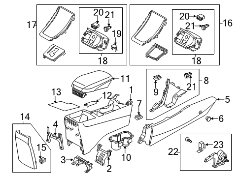 2014 Hyundai Elantra Coupe Switches Bracket Assembly-Armrest Mounting Diagram for 84622-3XAA0