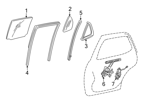 2001 Toyota Sequoia Rear Door Regulator Diagram for 69803-0C010