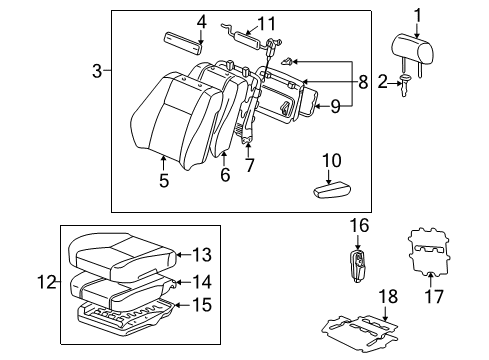 2002 Lexus LX470 Heated Seats Heater Assembly, Seat Diagram for 87510-60110