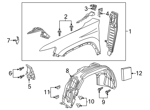 2021 Jeep Cherokee Fender & Components Bracket-Fender Mounting Diagram for 68287962AA