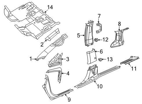 2017 Chrysler Pacifica Interior Trim - Pillars, Rocker & Floor Handle-Grab Diagram for 5XQ46PD2AA