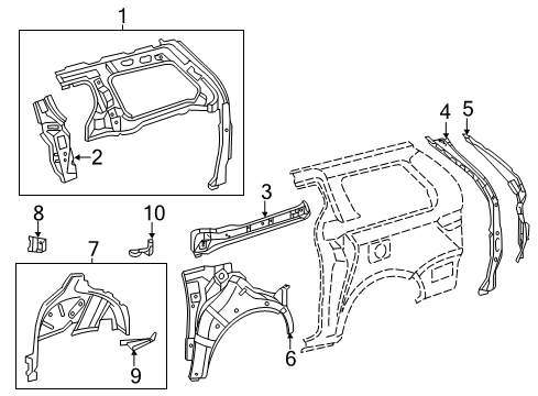 2019 Toyota Sienna Inner Structure - Side Panel Trough Diagram for 61064-08010