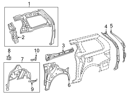 2019 Toyota Sienna Inner Structure - Side Panel Lift Gate Pillar Diagram for 61033-08902