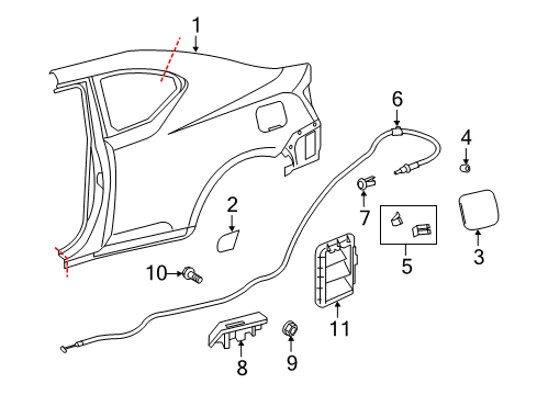 2016 Scion tC Quarter Panel & Components Fuel Door Diagram for 77350-21080