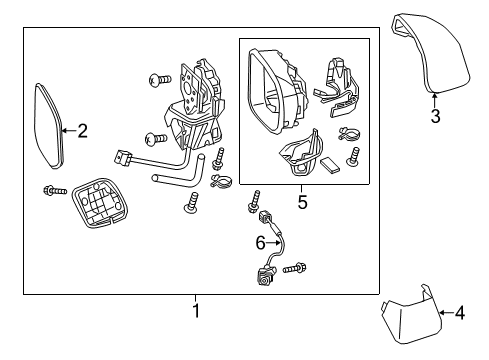 2014 Honda Civic Lane Departure Warning Mirror Sub-Assembly, Driver Side Diagram for 76253-TR4-C01