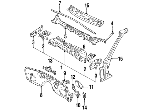 1992 Infiniti M30 Cowl RETAINER-Molding Diagram for K0275-9X011