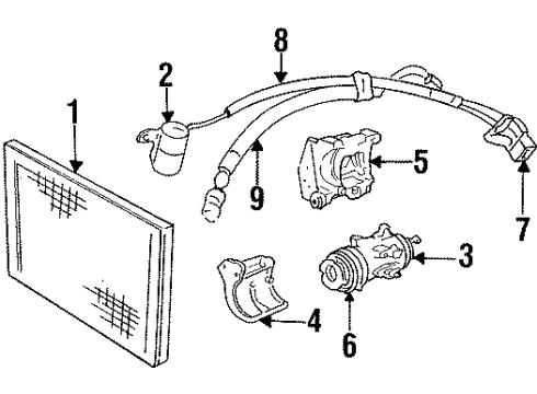 1987 Plymouth Voyager A/C Condenser, Compressor & Lines CONDENSER-Assembly-A/C (Complete) Diagram for 4462258
