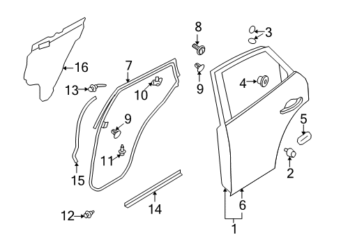 2009 Infiniti FX50 Rear Door Screen-Sealing, Rear Door Diagram for 82860-1CA0A