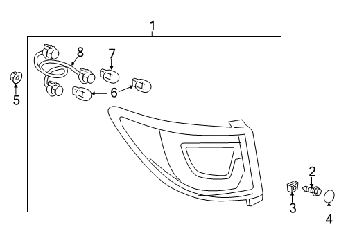 2015 Chevrolet Traverse Tail Lamps Socket & Wire Diagram for 22862122