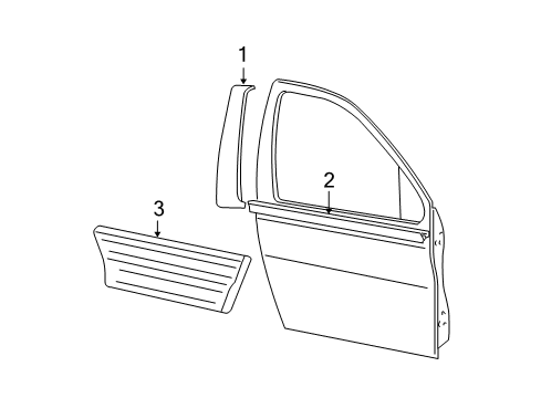 2003 Ford Expedition Exterior Trim - Front Door Body Side Molding Diagram for 2L1Z-7820879-BAA