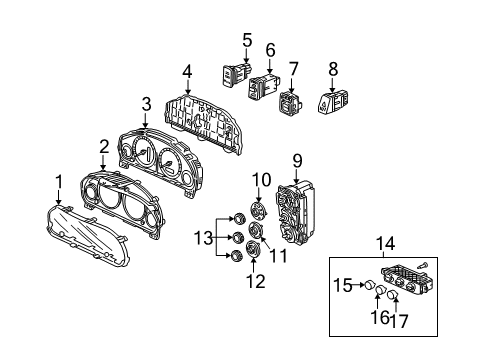 2003 Honda Civic Cluster & Switches, Instrument Panel Visor Assy. (Lower) Diagram for 78171-S5B-A61