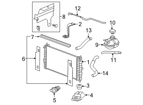 2009 Chevrolet Cobalt Radiator & Components Radiator SURGE TANK Outlet Hose Diagram for 25940782