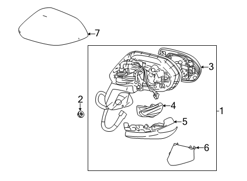 2022 Toyota Corolla Outside Mirrors Mirror Cover Diagram for 87945-52251-D6