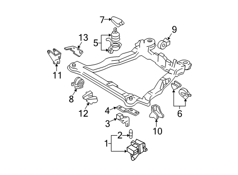 2006 Kia Spectra Engine & Trans Mounting Bracket Assembly-Transmission Support U Diagram for 4521539651
