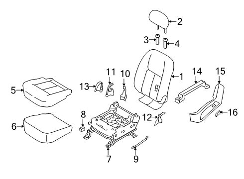 2017 Nissan Titan XD Driver Seat Components Frame-Front Seat LH Diagram for 87351-9FS1A