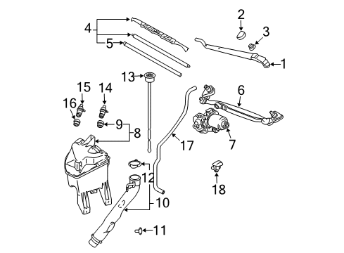 2004 Toyota RAV4 Wiper & Washer Components Filter Diagram for 85312-68010