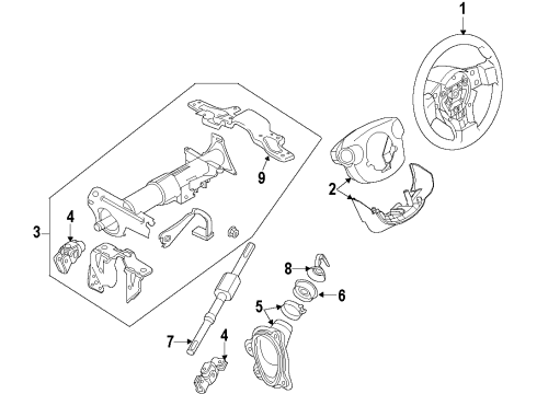 2008 Infiniti G35 Steering Column, Steering Wheel & Trim Cover Set-Steering Column Diagram for 48470-JK61A