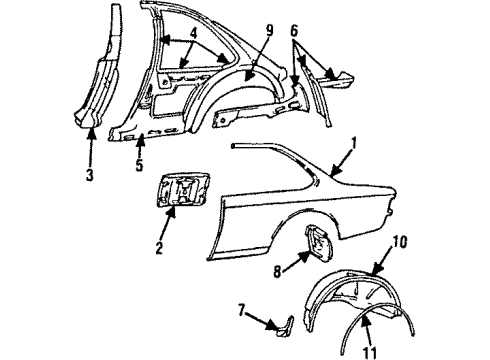 1988 BMW 635CSi Quarter Panel & Components Adhesive Tape Diagram for 51711976999