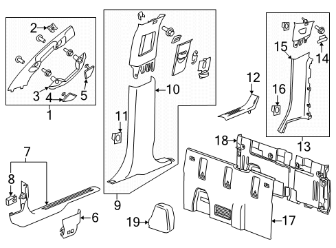 2021 GMC Canyon Interior Trim - Cab Rear Pillar Trim Diagram for 84694431