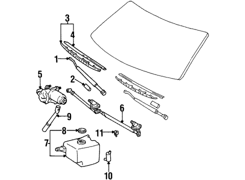 1997 Toyota T100 Wiper & Washer Components Motor Assy, Windshield Wiper Diagram for 85110-34020
