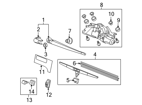 2011 Honda Pilot Wiper & Washer Components Lifter Assy Diagram for 76741-SZA-A03