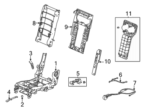 2022 Acura MDX Tracks & Components Damper, Middle Center Seat Diagram for 81995-TYA-A21