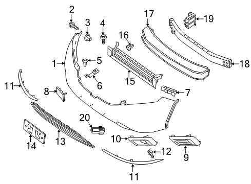 2015 Nissan Murano Automatic Temperature Controls Moulding-Front Bumper, LH Diagram for 62075-5AA2A