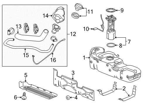 2016 GMC Sierra 3500 HD Fuel System Components Filler Pipe Diagram for 84428966