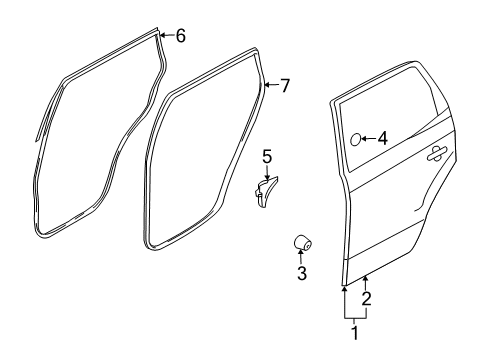 2011 Hyundai Tucson Rear Door Rear Left-Hand Door Module Panel Assembly Diagram for 83401-2S000