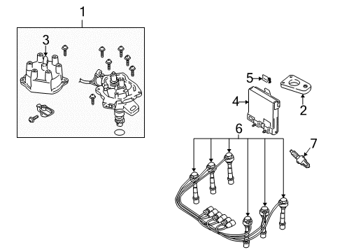 1998 Infiniti QX4 Distributor Cap Distributor Diagram for 22162-0W00A