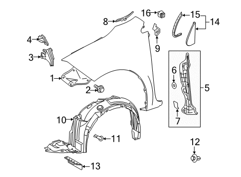 2019 Toyota Corolla Fender & Components, Exterior Trim Mud Guard Diagram for PU060-12115-P1