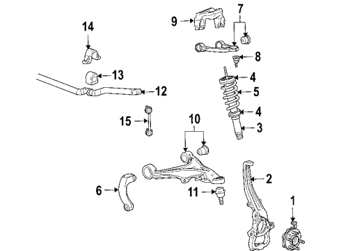 2004 Cadillac SRX Front Suspension Components, Lower Control Arm, Upper Control Arm, Ride Control, Stabilizer Bar Strut Diagram for 19300030
