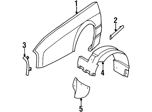 1988 Cadillac Allante Fender & Components Molding Asm Diagram for 1642357