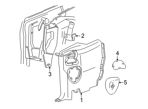 2002 Ford Mustang Interior Trim - Quarter Panels Quarter Trim Panel Diagram for 1R3Z-7631013-AAC