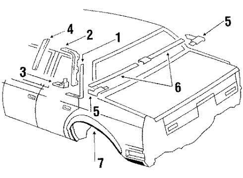 1987 Oldsmobile Cutlass Ciera Exterior Trim - Quarter Panel Molding Asm-O/P Rear Of Front W/Opening Center *Black Diagram for 20595597