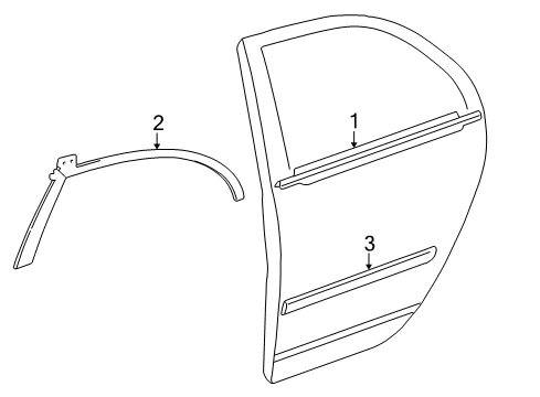 2008 Toyota Corolla Exterior Trim - Rear Door Body Side Molding Diagram for 75742-02924